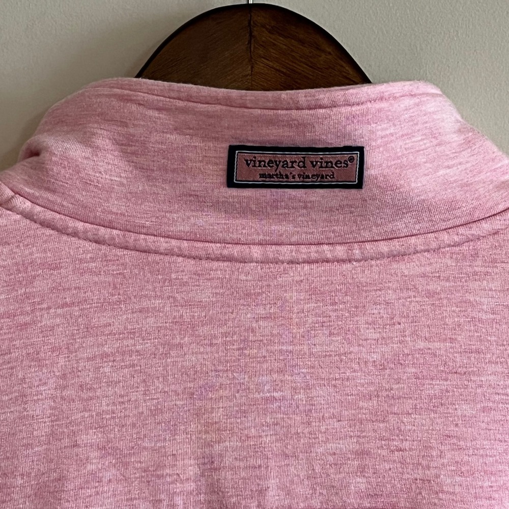 Vineyard Vines Womens Pink Striped Shep Shirt Quarter Zip Pullover Size M - Picture 4 of 8